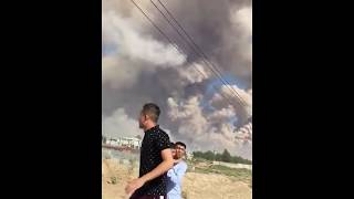 Мощный взрыв в Арыси: люди убегают