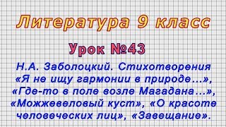 Литература 9 класс (Урок№43 - Н.А. Заболоцкий. Стихотворения.)