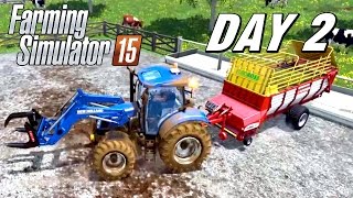 Let's Play Farming Simulator 2015 - Day 2 | Forestry and Feeding