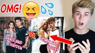 SHE'S SO PRETTY! LOREN GRAY & HARVEY VS ANNIE AND HAYDEN MUSER BATTLE! MUSICAL.LY 2017 *NEW REACTION