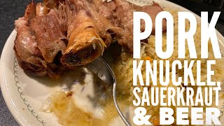 Grillhaxe Mit Schwarte Pork Knuckle With Sauerkraut Bayerische Art & Aldersbacher Kloster Weisse