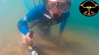 Подводный поиск . Золото и серебро  Система хука Patriot C.S. Underwater metal detecting. Gold
