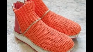 Ботинки Оранж - Crochet shoes - 1 часть - вязание крючком
