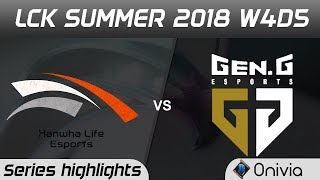 HLE vs GEN Series Highlights LCK Summer 2018 W4D5 Hanwha Life Esports vs Gen G Esports  by Onivia