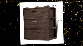 Sterilite 25306P01 3-Drawer Wide Weave Tower, Espresso Frame And Drawers