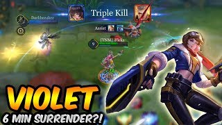 VIOLET JUNGLE MAKES YOUR ENEMY SURRENDER AT 6 MINUTES?! | ARENA OF VALOR