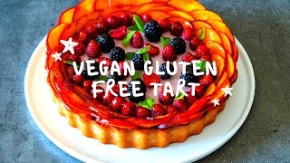 How To Make Vegan Gluten Free Fruit Tart ASMR 4K ビーガングルテンフリーフルーツタルト Easy recipe