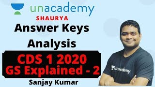CDS 1 2020 GS Answer Keys | CDS 1 2020 GK Answer Key - 2 | CDS 1 2020 Answer Key Analysis