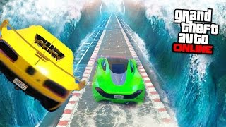 ЦУНАМИ ПАРКУР! ВОЛНЫ ЗАЛИВАЮТ ТРАССУ! (GTA 5 ONLINE ГОНКИ)