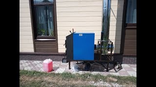 КОТЕЛ БЕЗ КОТЕЛЬНОЙ. Твердотопливный котел ОЧЕНЬ ДЛИТЕЛЬНОГО ГОРЕНИЯ Космос 30. Монтаж на улице