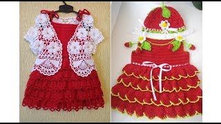 Модели детских вязаных платьев Фото