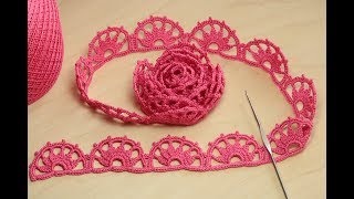Безотрывное вязание - кайма для ирландского кружева ЛЕНТОЧНОЕ КРУЖЕВО Crochet ribbon lace
