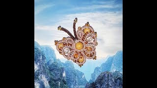 Фриволите. Брошь "Бабочка" (1 часть). Процесс плетения. Схема -  Angela Gambka