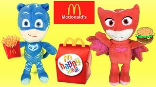 Pjmasks en español: fiesta en McDonalds con juguetes sorpresa de happy meal.Videos heroes en pijamas