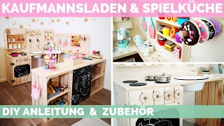 Kaufmannsladen & Spielküche selber bauen - DIY - Kaufladen mit Zubehör - Kindermöbel aus Holz