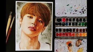[BTS] JIMIN _ Watercolor Speed Painting _방탄소년단 지민 수채화 그리기 _ Portrait fanart_ Celebrate Fake Love