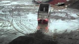 Tri-axle with pup dumping compost
