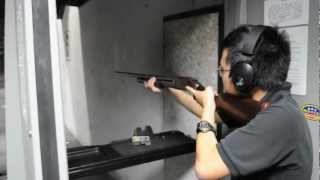 Firing a Winchester Model 1897 30" civilian/hunting