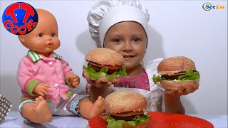 ✔ Кукла Ненуко и Повар Ярослава готовят бургеры. Новые рецепты. Nenuco doll with Yaroslava. Burgers