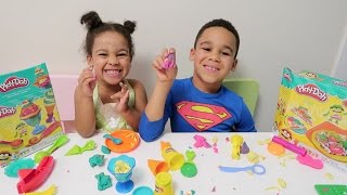 Princess Tiana And Superman Make Play-Doh Ice Cream And Pizza!
