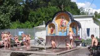 Девушка купается в купели Саржин яр Харьков The girl bathes in the font Sarzhin yar Kharkov
