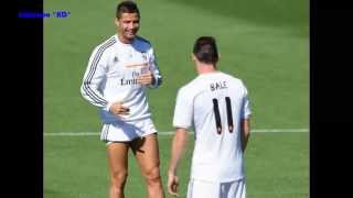 Cristiano Ronaldo dirty challenge on Gareth Bale in Madrid training