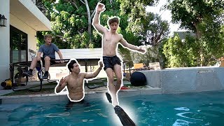 WALKING OVER DUCT TAPE AT THE TEAM 10 POOL (it worked)