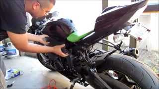 DIY How To Change Battery Of Motorcycle Sport Bike Kawasaki Ninja ZX6R Monster Special Edition
