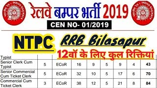 Rrb bilaspur post wise vacancy list ntpc 2019