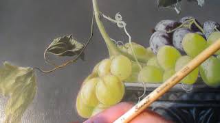 Рисуем виноград в серебряной вазе  - многослойная #живопись - уроки рисования - Часть 6