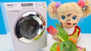Нашла Подарок В КУСТАХ и Вся Перепачкалась Стиральная Машинка Миеле #Кукла Беби Элайв  #Какмама
