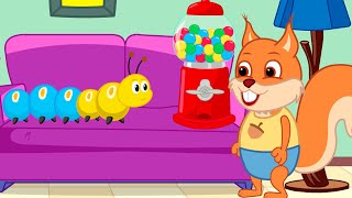 Famille d'Écureuil - Machine à Gommes vs Caterpillar Animé 2021 en Français