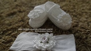 Conjunto Sapatinho + Faixa em Crochê Parte-3