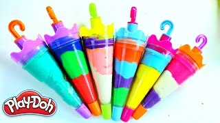Paletas Arcoiris de Plastilina Playdoh|Rainbow Umbrella Play Doh Popsicles
