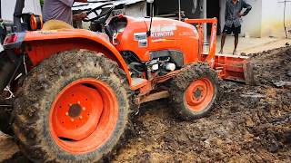 รถไถ KUBOTA L3608 ปรับปรุงดินจนแทบไม่มีทางเดิน