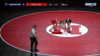133 LBS: #4 Roman Bravo-Young (Penn State) vs. #15 Ridge Lovett (Nebraska) | 2020 B1G Wrestling