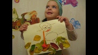 Аппликация-автопортрет ПОДМЕТАЕМ ЛИСТЬЯ. DIY Поделка из листьев на тему осени в детский сад
