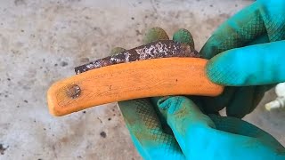 Восстановление старого Ножа. садовый складной с кривым лезвием    vintage  restoration