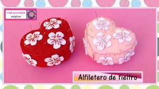 ♥ALFILETERO DE FIELTRO EN FORMA DE CORAZON♥-♥♥CREACIONES mágicas♥♥