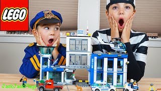 Lego City Police Station - Costume Pretend Play + Playing with Legos