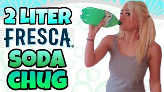 2 LITER SODA CHUG | FRESCA NO BURP CHALLENGE | GIRL DRINKS POP WITHOUT BURPING