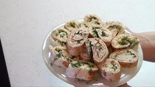Рулетики с курицей и зеленью.