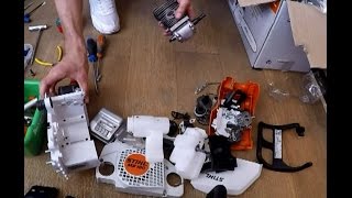 Как снять цилиндр и поршень STIHL 180.  Разборка пилы часть 4