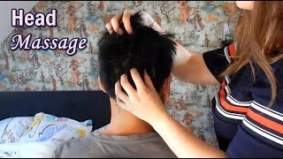 ASMR ♥ Relaxing Head Massage, Scratch & Hair Play (whispered)