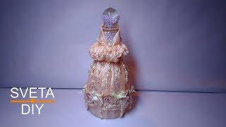 Декор бутылки в стиле шебби шик. Мастер класс от Sveta DIY. Декорирование бутылки своими руками