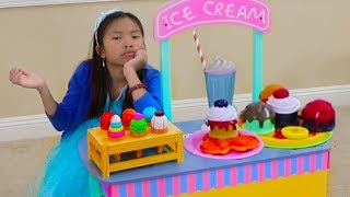 Wendy Pretend Play Selling WOODEN Ice Cream at Her Toy Cart Store