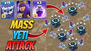 MOST INSANE ATTACK TH13 WAR EVER | 15 Yeti + 3 Rage Spell + Queen Walk 3Star Max TH13 Base