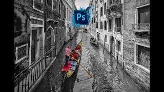Как сделать цветной объект на черно белой фотографии в Фотошоп,  быстрый способ
