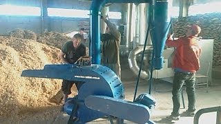 Молотковая дробилка и аэродинамическая сушка опилок