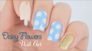 Daisy Flowers Nail Art || using Born Pretty Store crystal liner brush